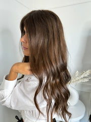 NAPOLI 50cm M Natural Wig Dark Brown Lace Top Long Virgin Hair Undyed