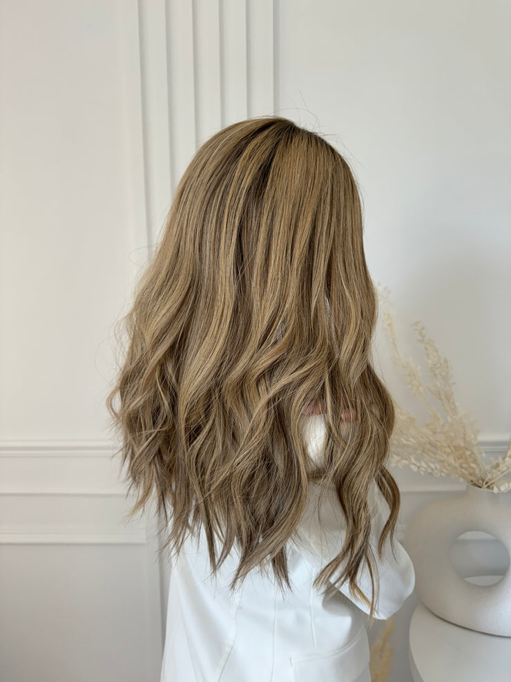 Peruka 50cm naturalna lace top blond refleksy włosy słowiańskie BRAGA